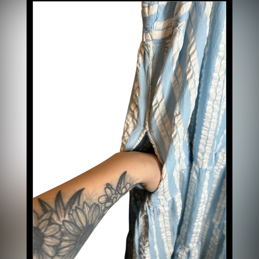 Anthropologie Seafolly Cabana Stripe Tier Maxi Dress Blue White Size XL - Picture 4 of 6